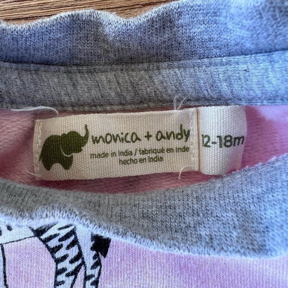 Monica + Andy Organic Cotton Zebra Print Double Ruffle Sweatshirt 12-18 Months - Picture 6 of 7